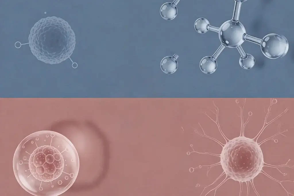 fermented peptide actives concept for anti-aging skincare development with molecule-inspired and cellular visual elements