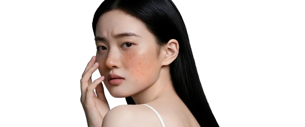 sensitive skin showing redness and irritation related to barrier stress and harsh brightening products