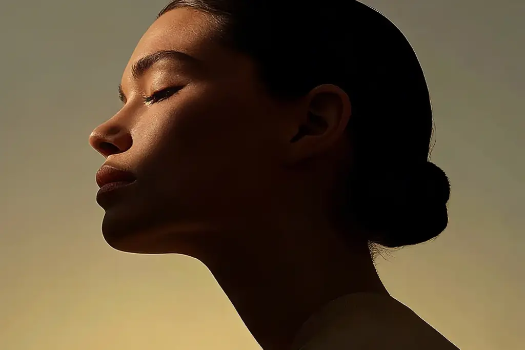 model portrait representing advanced skincare OEM development for sensitive skin and anti-aging product concepts