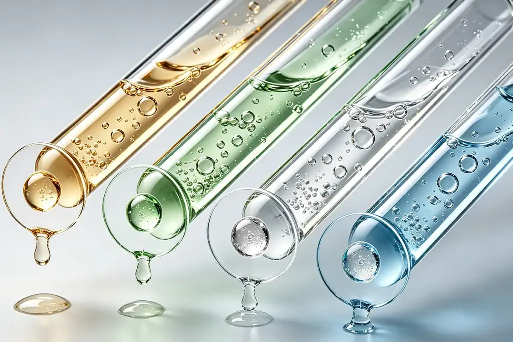test tubes showing anti aging skincare ingredient concepts for oem formulation development
