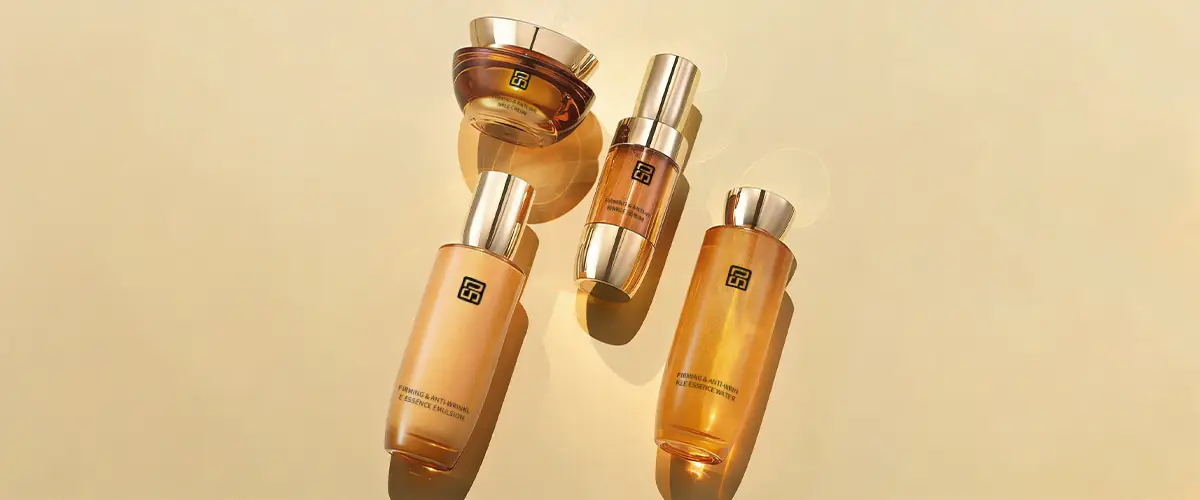 Premium anti-aging skincare serum bottles showcasing OEM formulation and product design
