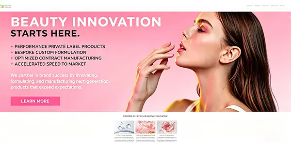 Cosmetic Solutions private label beauty manufacturing website screenshot for skincare OEM comparison
