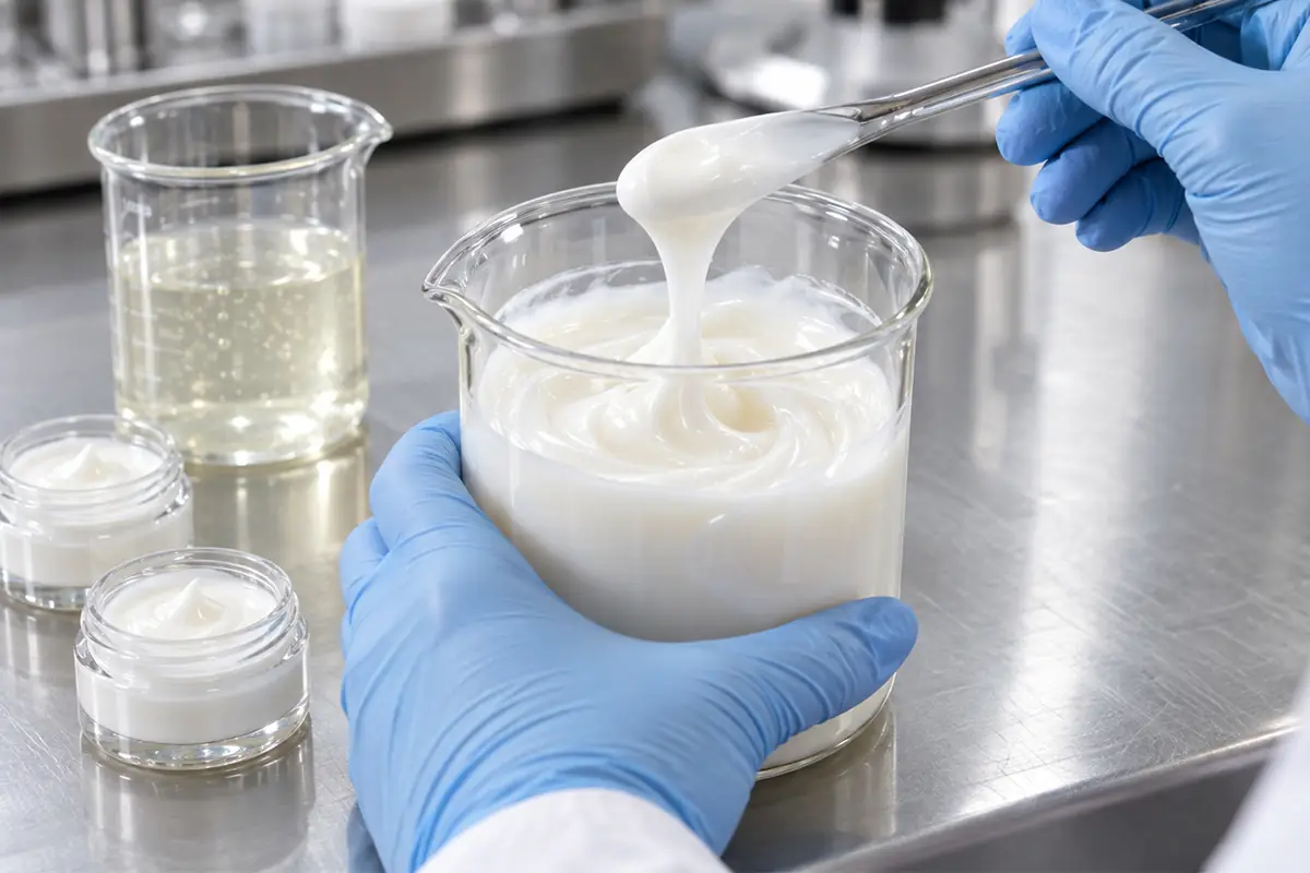 Skincare formula texture sample for private label vs custom formulation development