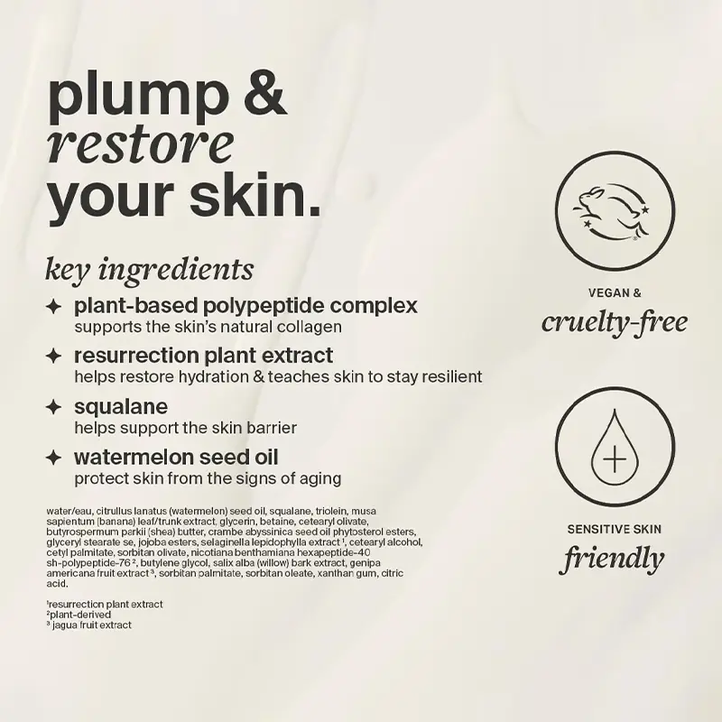 Plant-Based Polypeptide and Resurrection Plant Ingredients Plant-based polypeptide complex, resurrection plant extract, squalane, and watermelon seed oil for peptide barrier repair cream OEM