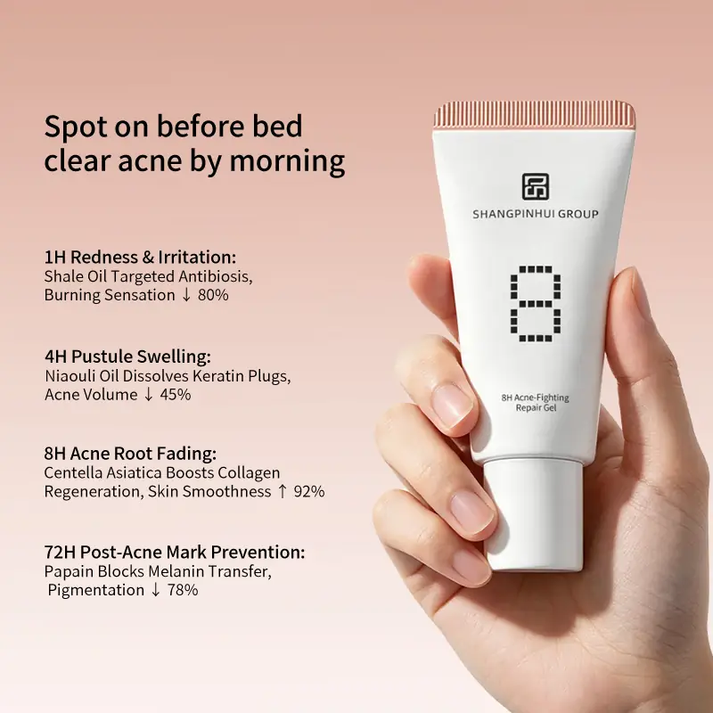 Targeted 8H Acne Repair Gel Private label 8H acne repair gel for sudden red swollen breakouts redness relief and overnight acne flattening