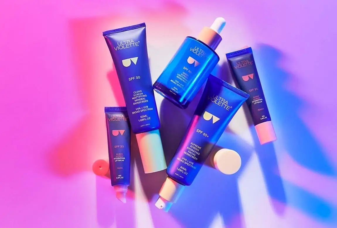 Image of Ultra Violette sunscreen products including facial SPF tubes and serum-style sunscreen, representing premium skincare-inspired sunscreen products