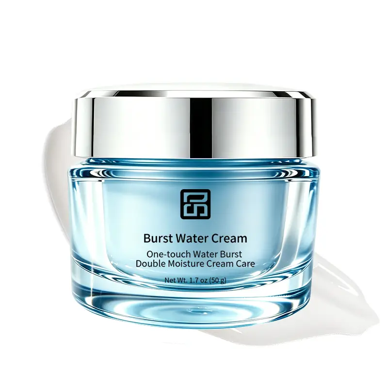 Private label water drop hydrating cream in blue jar, skincare manufacturer OEM/ODM.