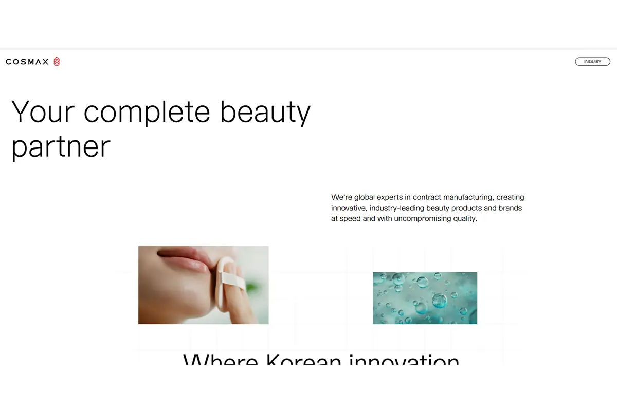 COSMAX Korean skincare ODM manufacturer for private label serum ampoule and skincare product development
