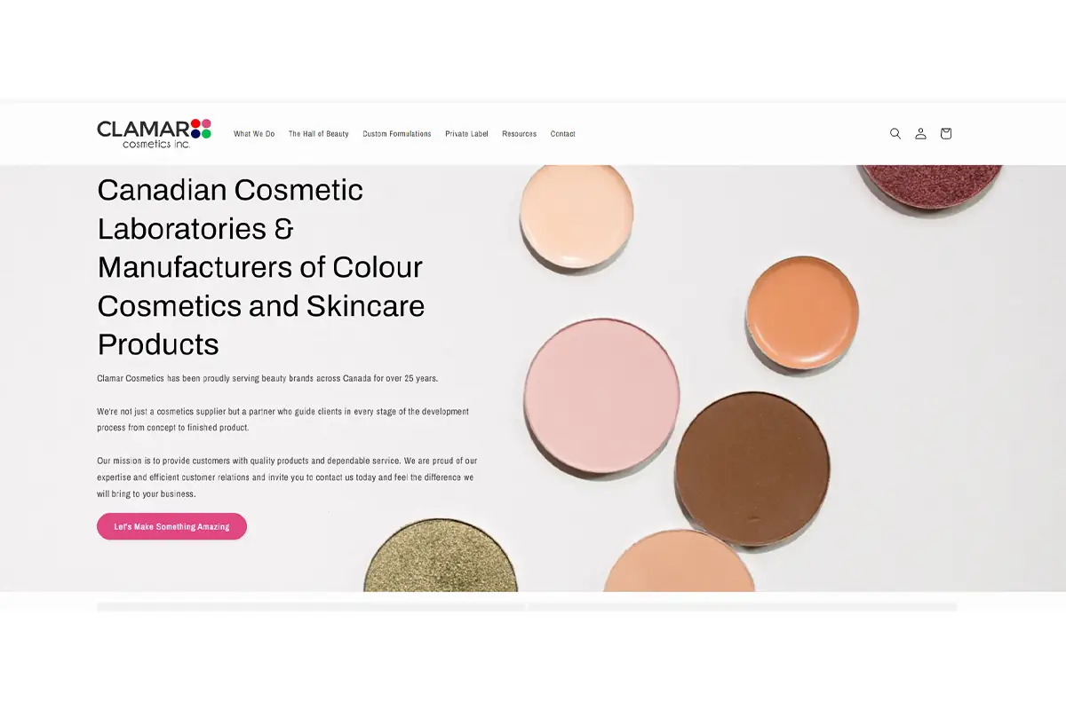 Clamar Cosmetics private label skincare and custom beauty product development for Canadian cosmetic brands