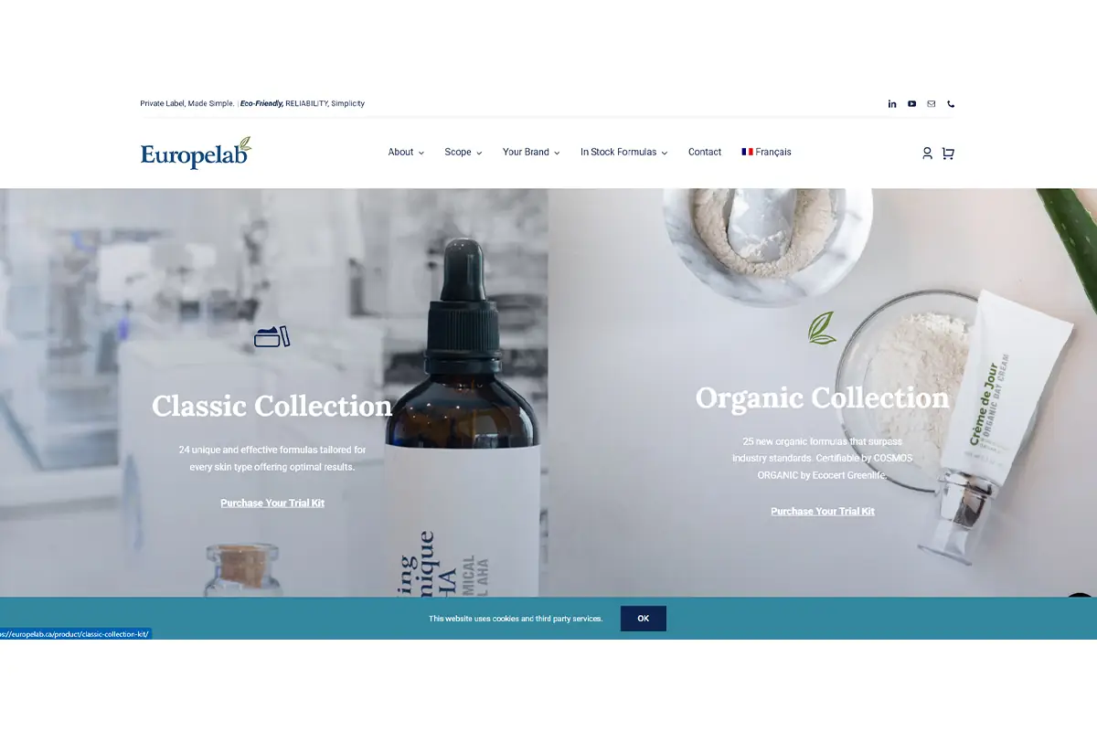 Europelab natural skincare and custom face serum formulation support for Canadian beauty brands