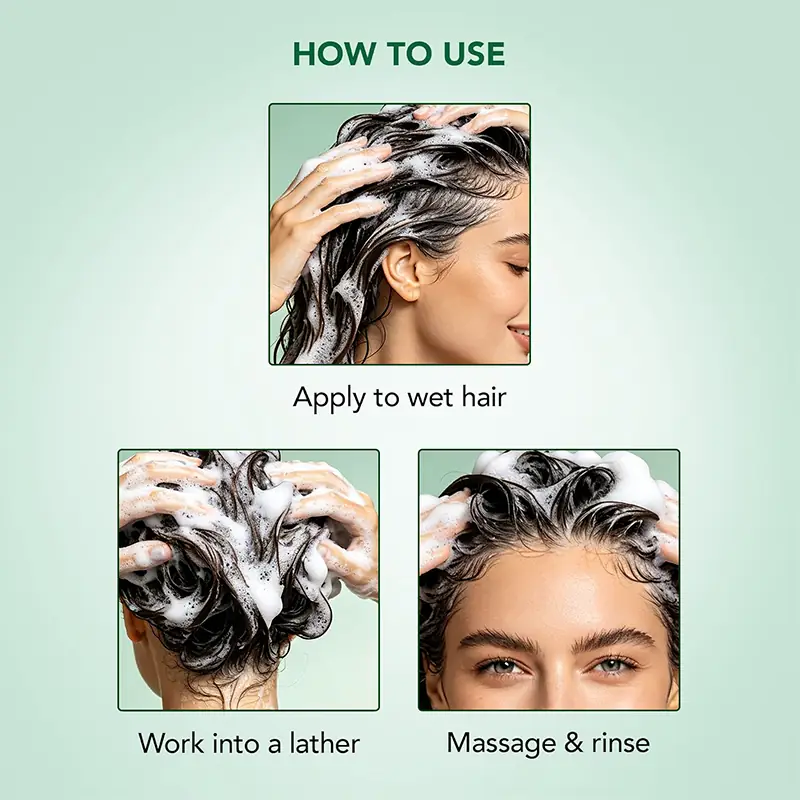 How to use private label peppermint shampoo on wet hair lather massage and rinse