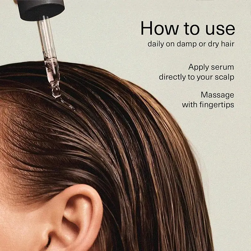 How to use private label peptide hair growth serum apply directly to scalp and massage with fingertips