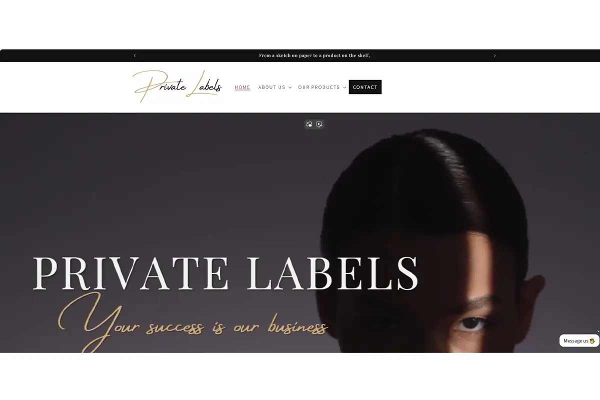 Screenshot of Private Labels Hair Products, a Spain-based manufacturer of professional private label hair care products