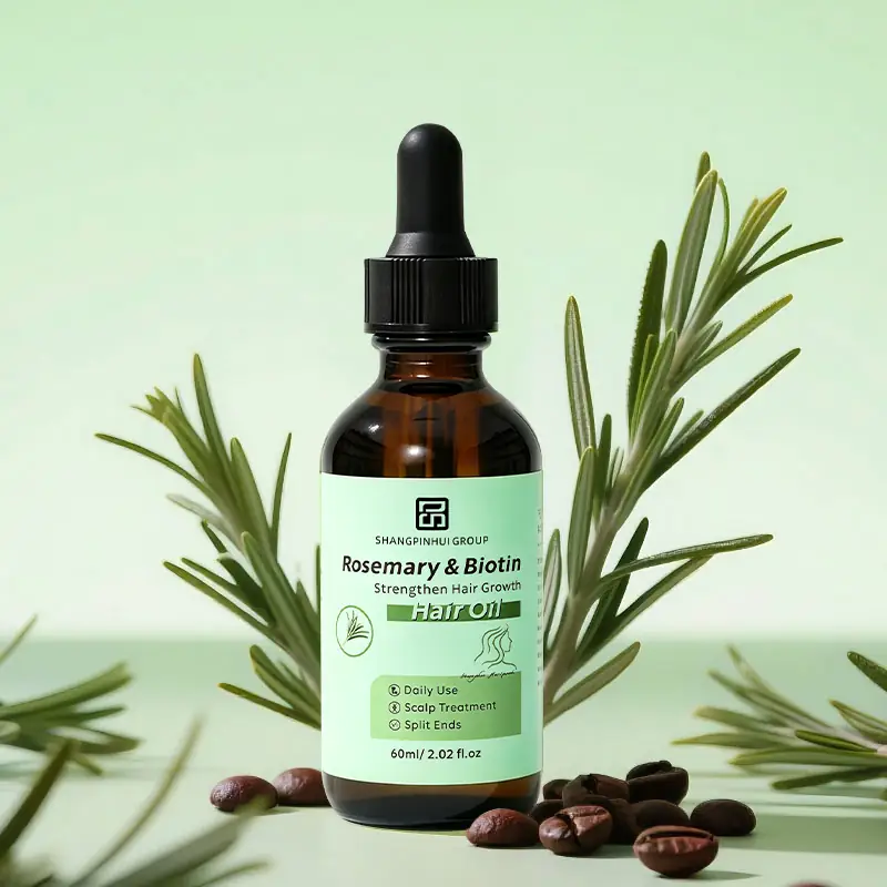 Private label rosemary and biotin hair growth oil for scalp root care and thinning looking areas
