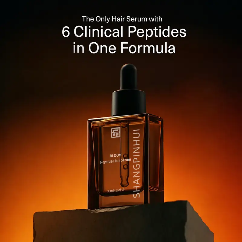 Private label hair growth serum with six clinical peptides in one formula for scalp care brands