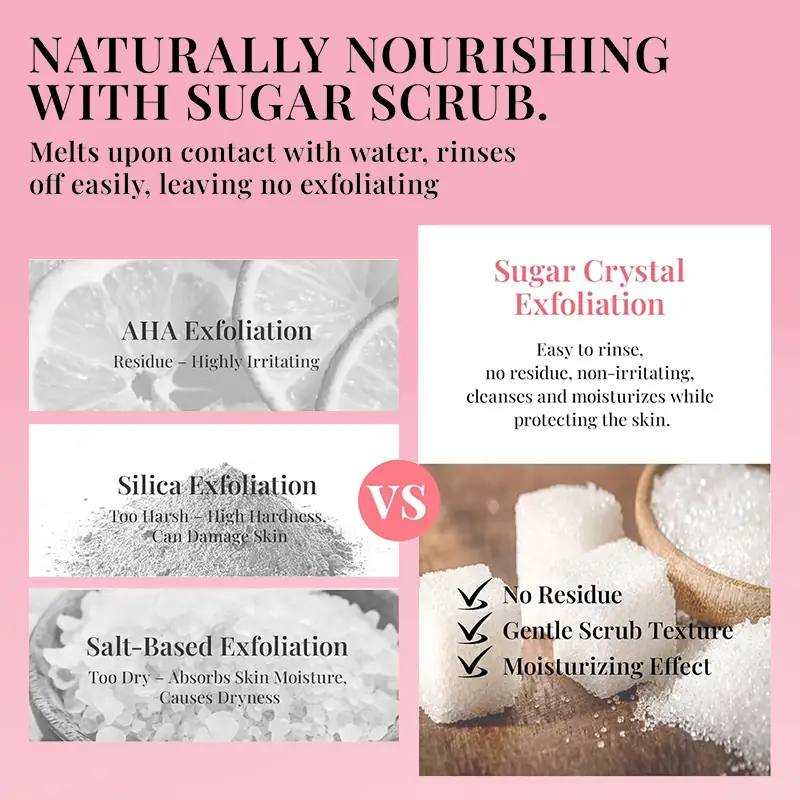Sugar crystal body scrub comparison for gentle exfoliation and moisturizing body care