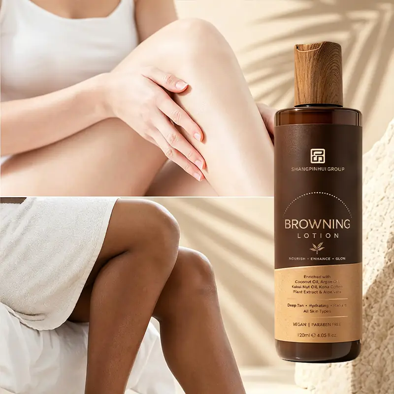 Before and after body glow concept for vitamin C coffee-infused tanning lotion