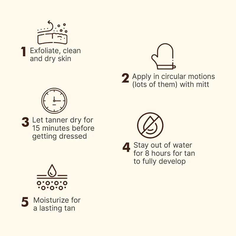 How to apply organic vegan body tanning mousse with mitt for even tan development