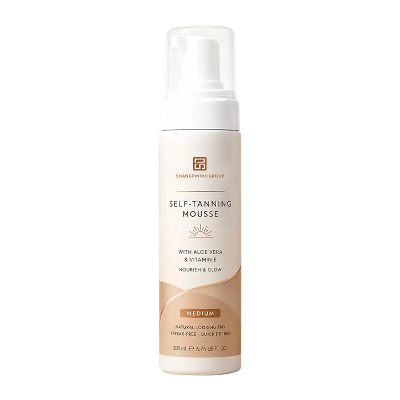 Private label professional develop medium tanning mousse bottle with aloe vera and vitamin E