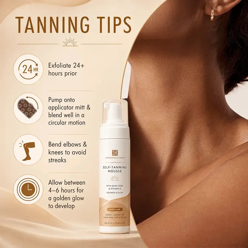 Tanning tips for professional medium self tanning mousse application with mitt