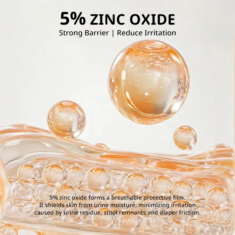 5 percent zinc oxide baby diaper cream barrier to reduce irritation and protect delicate skin