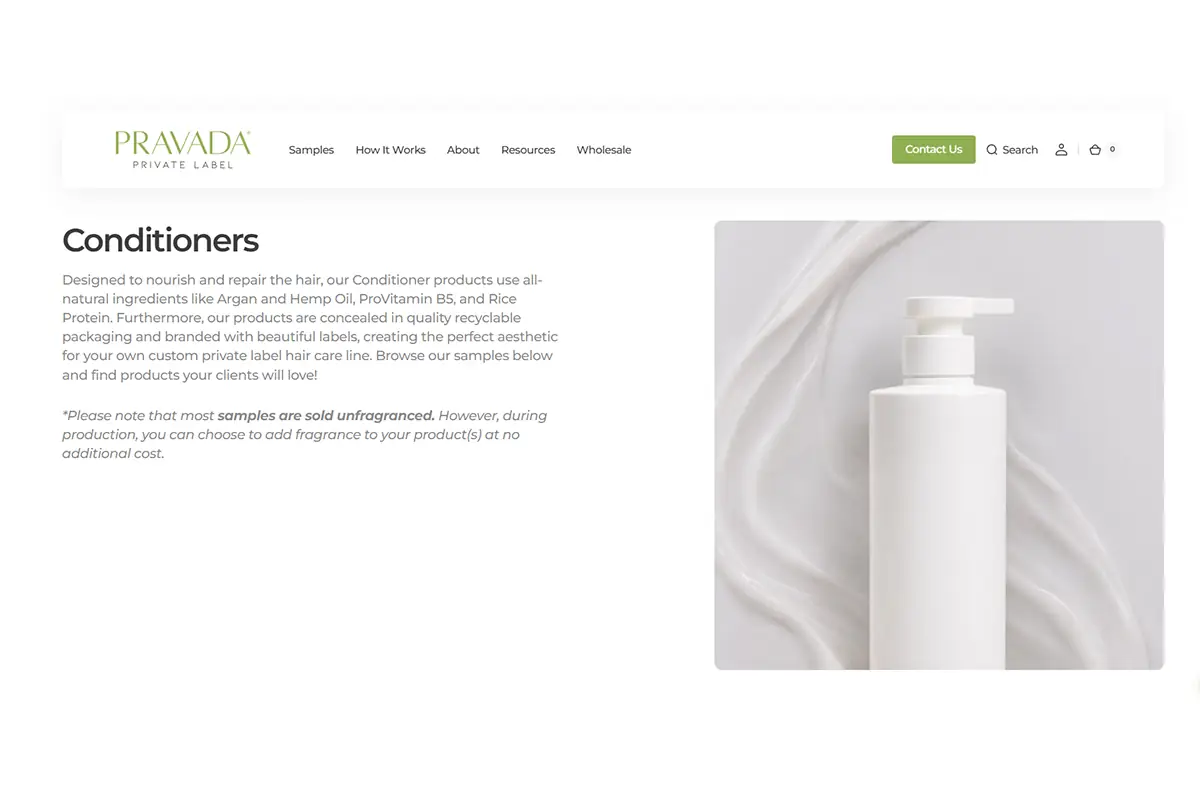 Pravada Private Label Conditioner Formulas