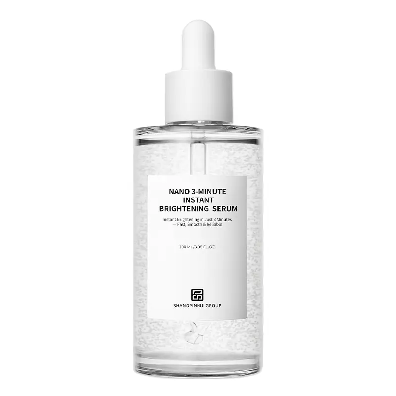 Private label instant brightening serum with nano 3 minute formula and dropper bottle