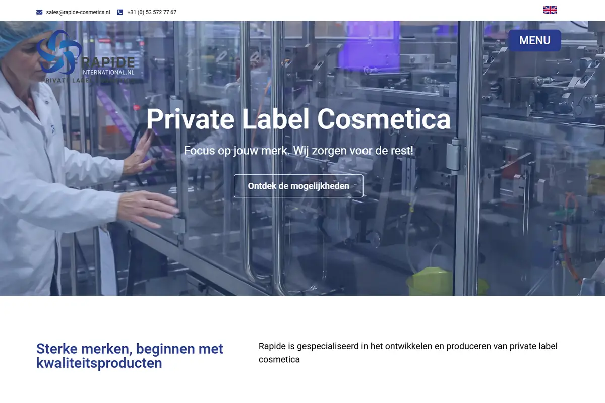 Rapide International private label cosmetics production and skincare manufacturing in the Netherlands