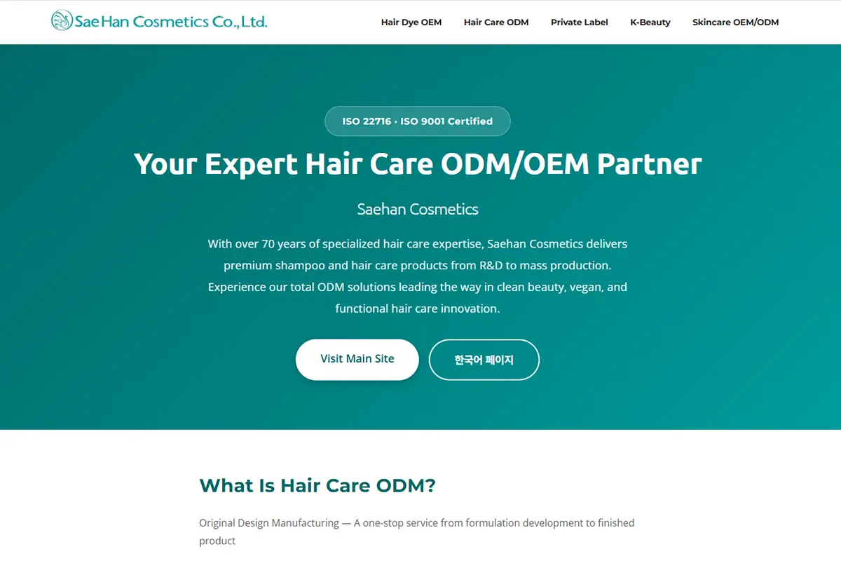 Saehan Hair Care ODM OEM Manufacturing