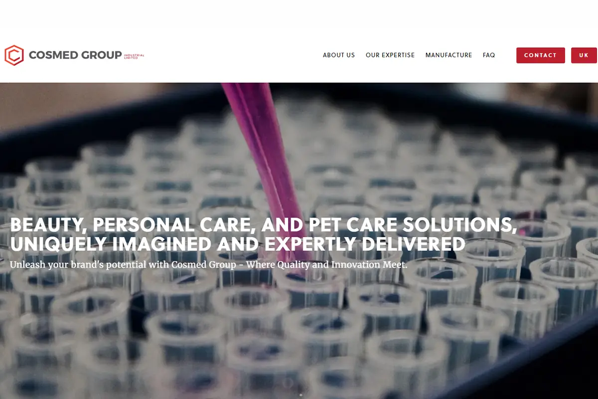 Cosmed Group official website presenting skincare and personal care OEM and ODM services