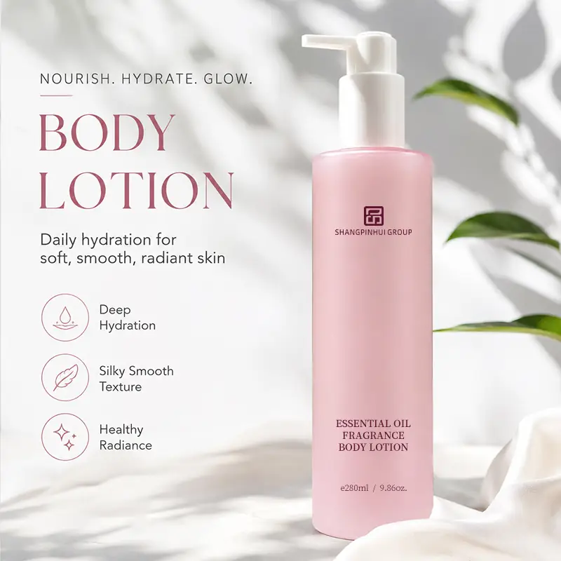 Private label essential oil fragrance body lotion for daily hydration and radiant skin