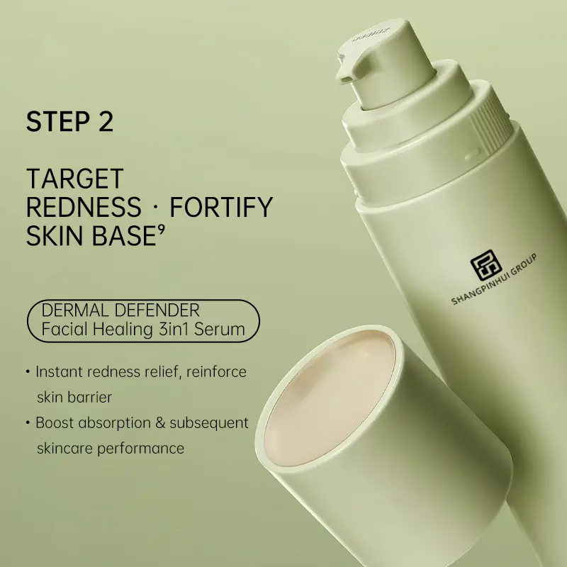 Private label facial healing 3 in 1 serum for redness calming and skin barrier support