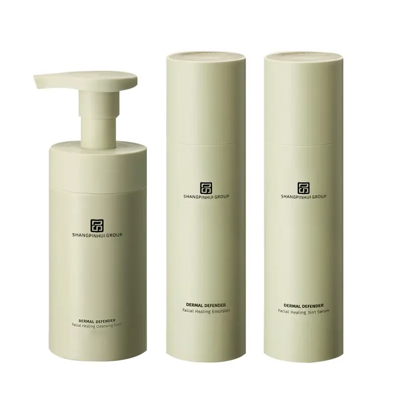 Private label sensitive skin repair skincare set with cleansing foam serum and emulsion