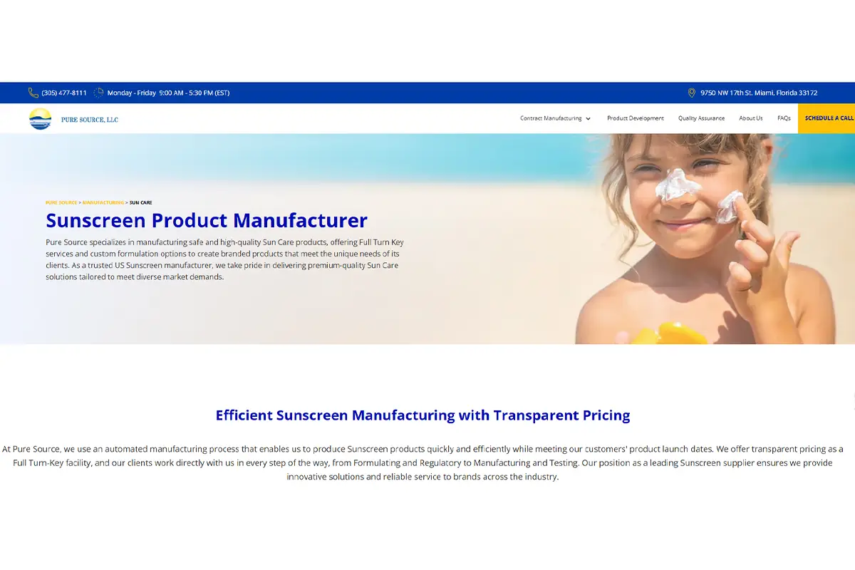 Pure Source Private Label Sunscreen Manufacturer