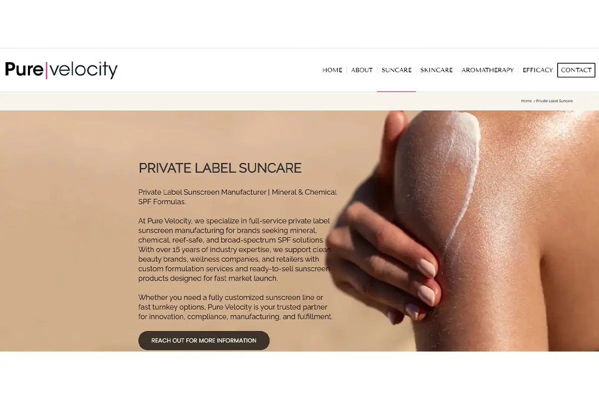 Pure Velocity Private Label Suncare Manufacturer