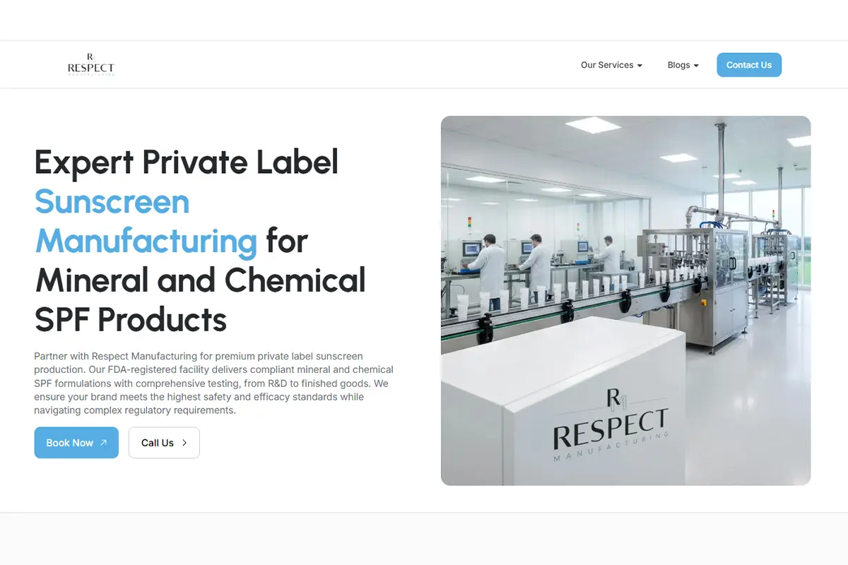 Respect Manufacturing Private Label Sunscreen