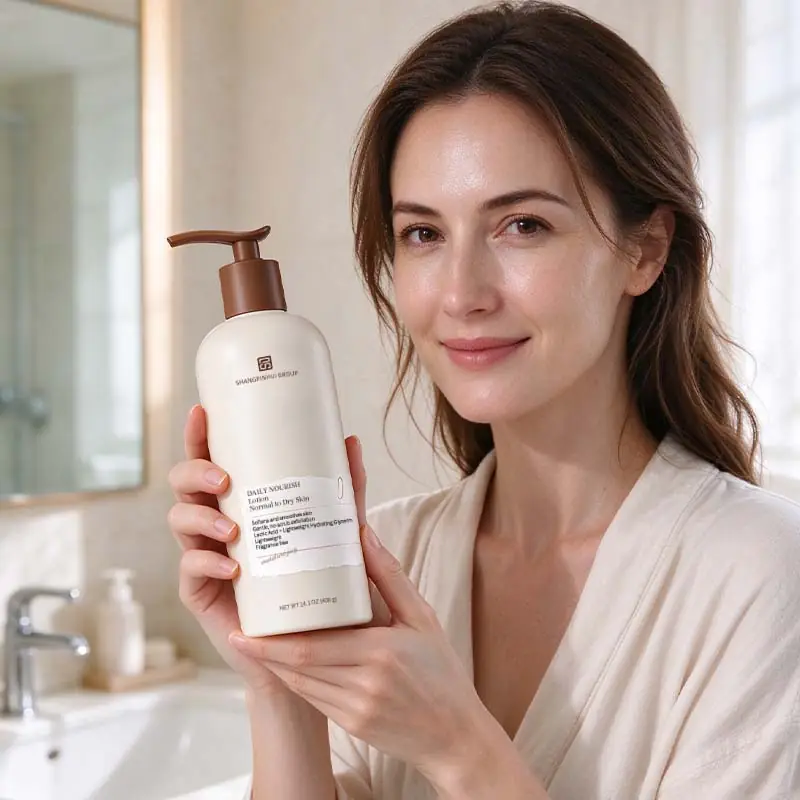 Daily exfoliating and moisturizing body lotion for smoother-looking skin